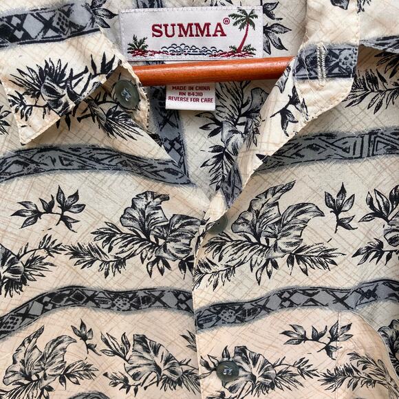 Summa Hawaiian Shirt Short Sleeve Button Down Silk Blend Mens Size Large - Picture 5 of 7